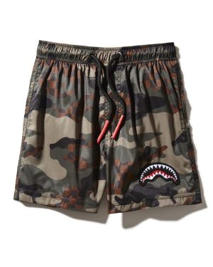 KIDS CAMO CHECKERED SWIM TRUNKS