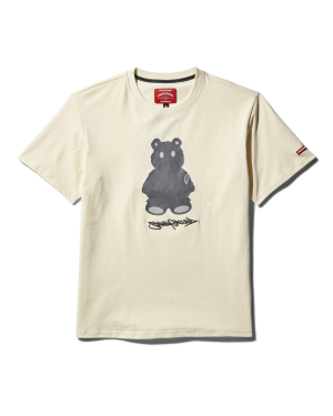 SHORT SLEEVE GRAPHIC MONEY BEAR T-SHIRT APRICOT