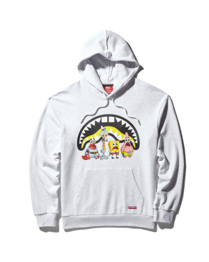SPONGEBOB CREW SHARK HOODIE LIGHT GREY