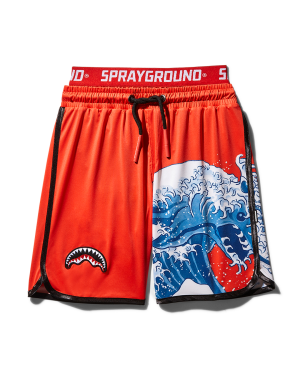 KIDS JAPAN WAVE SWIM TRUNKS RED